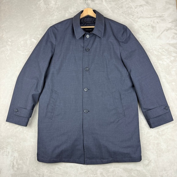 Tommy Hilfiger Trench Coat Men 44R Navy Water Repellent Quilted Lined Preppy